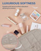 Picture of BAGSMART Makeup Bag Travel Toiletry Bag, Puffy Padded Make Up Bags for Women Makeup Organizer Case, Wide-open Pouch Purse Travel Essentials Toiletries Accessories Brushes, Camel