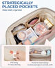 Picture of BAGSMART Makeup Bag Travel Toiletry Bag, Puffy Padded Make Up Bags for Women Makeup Organizer Case, Wide-open Pouch Purse Travel Essentials Toiletries Accessories Brushes, Camel