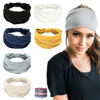 Picture of GILI 6 Pack Wide Headbands for Women Non Slip Soft Elastic Hair Bands Yoga Running Sports Workout Gym Head Wraps, Knotted Cotton Cloth African Turbans Bandana (with 6 Pcs Hair Ties)