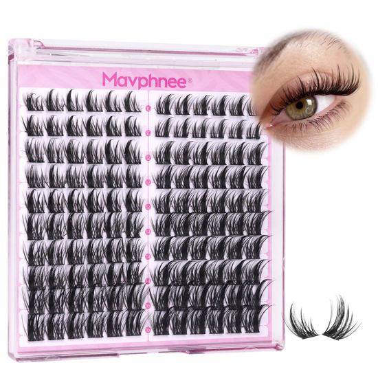 Picture of Natural Lash Clusters Spiky Eyelash Extensions Wispy Individual Lashes Manga Eyelash Individuals 120 Pcs CC Curl Cluster Eyelash Extensions 10-16MM Mixed DIY Lash Extensions by Mavphnee