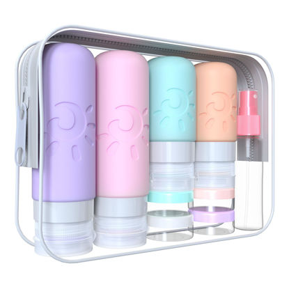 Picture of Zafit 18 Pack travel Bottles for Toiletries, TSA Approved Silicone Travel Containers Leak Proof Refillable Travel Accessories for Shampoo Conditioner Lotion Body Wash(Multicolored C)