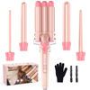 Picture of Waver Curling Iron Curling Wand - BESTOPE PRO 5 in 1 Curling Wand Set with 3 Barrel Hair Crimper for Women, Fast Heating Crimper Wand Curler in All Hair Type - Leather Pink