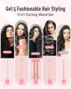 Picture of Waver Curling Iron Curling Wand - BESTOPE PRO 5 in 1 Curling Wand Set with 3 Barrel Hair Crimper for Women, Fast Heating Crimper Wand Curler in All Hair Type - Leather Pink