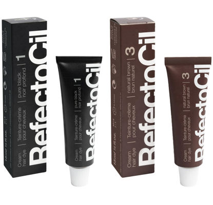 Picture of RefectoCil Cream Hair Dye 2-Pack - Professional Hair Tint for Long-Lasting Color - Black (#1) + Natural Brown (#3)