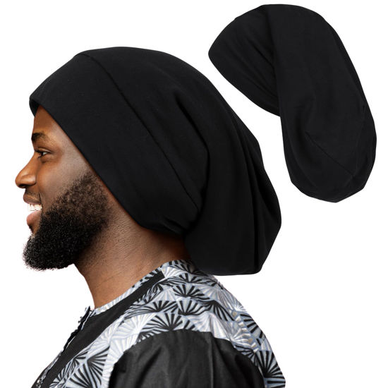 Picture of OLESILK 100% Silk Dreadlock Cap, Silk Bonnet for Long Hair, Braid Bonnet for Sleeping, Extra Large Bonnet for Women&Men, Loc Cap Hair Cover