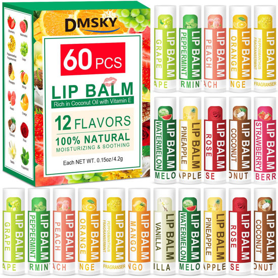 Picture of DMSKY 60 Pack Lip Balm, Natural Lip Balm Bulk with Vitamin E and Coconut Oil, Lip Care Product, Moisturizing Soothing Chapped Lips