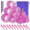 Picture of Self grip hair roller set,18 pcs,Hair rollers with hair roller clips and comb,Salon hairdressing curlers,DIY Hair Styles, Sungenol 3 Sizes Rose red Hair Rollers in 1 set