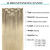 Picture of Human Hair Clip in Extensions, Balayage Ash Blonde to Golden Blonde and Platinum Blonde 24 Inch 120g 7pcs, DOORES Clip in Extensions Human Hair Natural Extensions For Women Clip in Straight Thick Hair