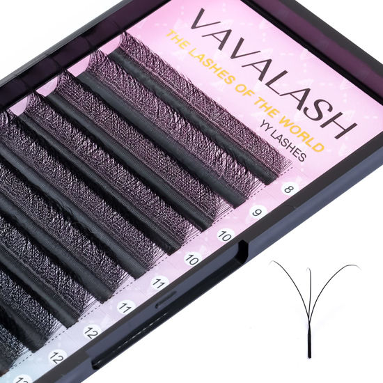 Picture of VAVALASH W-shaped Eyelash Extension 3D Premade Fans 0.07 C Curl Volume Lash Extension Easy Fanning Lashes Matte Black Volume Premade Cluster W Lashes(W Shaped-3D-0.07-C-12mm）