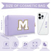 Picture of Personalized Makeup Bag Initial A-Z Preppy Patch Bag,Small PU Leather Travel Cosmetic Bag Pouch with Zipper,Purple Cute Toiletry Bag,Gift Ideal for Teen Girls Women Birthday Friend Mom,Latter M