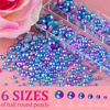 Picture of Belleboost Flat Back Pearls Kits 3 Boxes of Flatback Blue Mermaid Half Round Pearls with Pickup Pencil and Tweezer for Home DIY and Professional Nail Art, Face Makeup and Craft
