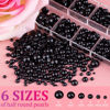 Picture of Belleboost Flat Back Pearls Kits 1 Box of Flatback Black Half Round Pearls with Pickup Pencil and Tweezer for Home DIY and Professional Nail Art, Face Makeup and Craft