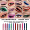Picture of evpct 12Pcs Pink Rose Red Orange Purple Black Silver Blue Red Brown Colored Glitter Eyeliner Eye Liner Pencils Makeup Set for Women Waterproof lapiz delineadores de colores para ojos contra el agua