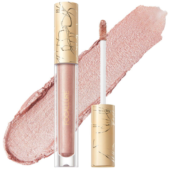 Picture of FOCALLURE Metallic Liquid Lipstick,Non Stick Cup Lip Gloss,High Impact Lip Color with Transfer-proof Wear,Long Lasting & Waterproof Lipstick Makeup for Women,YoungLust
