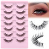 Picture of JIMIRE Lashes Natural Look Clear Band Demi-Wispies Short False Eyelashes Fluffy 3D Cat Eye 13MM Strip Lashes 7 Pairs Pack