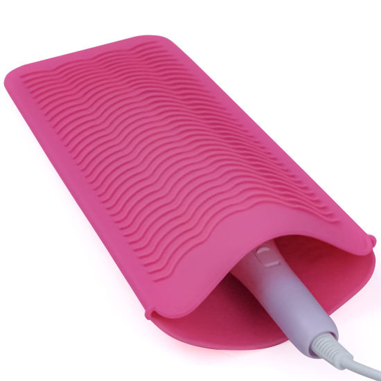 Picture of 1Pack Silicone Heat Resistant Mat Pouch for Hair Straightener, Curling Iron, Flat Iron and Hot Hair Tools Pink