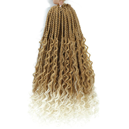 Picture of 8 Packs Crochet Box Braids- 14 Inch Goddess Box Braids Crochet Hair Bohomian Crochet Braids Hair Synthetic Braiding Hair Extensions Crochet Hair for Black Women (14(8Packs), 27/613)