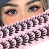 Picture of False Eyelashes 10 Pairs Manga Lashes Japanese Style Anime Lashes Thick Cosplay Lashes Natural Look 16 MM Spiky 8D Wispy Faux Mink Lashes Full Strip Doll Lashes by FANXITON