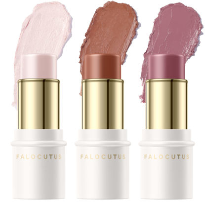 Picture of FALOCUTUS 3 Pcs UNIVERSAl Contour Stick Set,Cream Blush & Highlighter Bronzer Pen,Long Lasting & Smooth Natural Face Contouring Illuminator,Professional Makeup Kit for All Skin