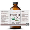 Picture of Castor Oil Organic Cold Pressed Unrefined Glass Bottle USDA Certified 100% Pure Organic Castor Oil Hexane Free Rich Hydration for Hair & Skin Use with Castor Oil Pack Wrap