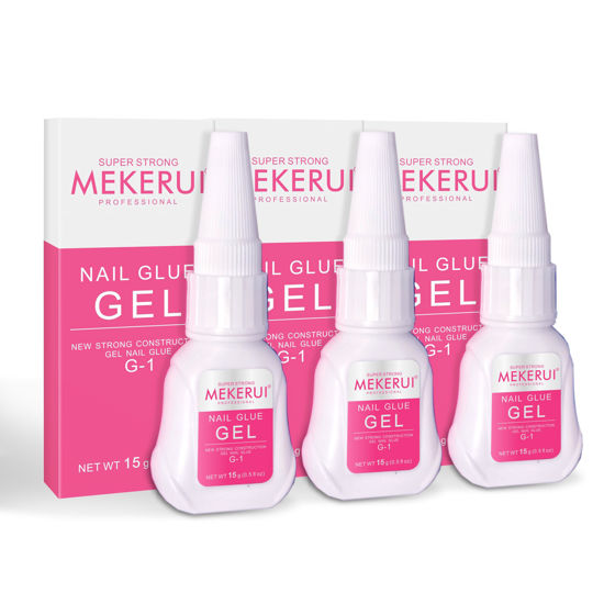 Picture of Mekerui Super Strong Nail Glue for Press on Nails Resists Dripping and Clogging. It Dries Rapidly in 7 Seconds sans UV Light, Offers Long Lasting 30+ Days, is Waterproof, and Meets Professional Salon