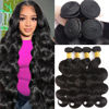 Picture of Katspon 12A Human Hair Bundles 20 22 24 26 Inch Body Wave Bundles Human Hair 100% Unprocessed Brazilian Virgin Hair 4 Bundles Deals Human Hair Extensions Quick Weave Bundles Human Hair Natural Black