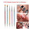 Picture of FULINJOY Pack of 5 Nail Art Brushes, Double-ended Nail Dotting Pen Liner Brush Nail Art Point Drill Drawing Tools Set