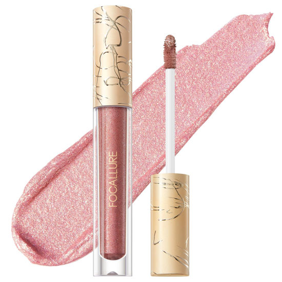 Picture of FOCALLURE Metallic Liquid Lipstick,Non Stick Cup Lip Gloss,High Impact Lip Color with Transfer-proof Wear,Long Lasting & Waterproof Lipstick Makeup for Women,Sugar Bomb