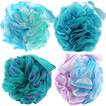Picture of Chuya Bath Loofahs Sponges 80g XL Size,4 Pack Shower Sponge Exfoliating Cleaning Bath Loofa Body Scrubber Balls for Family Washing