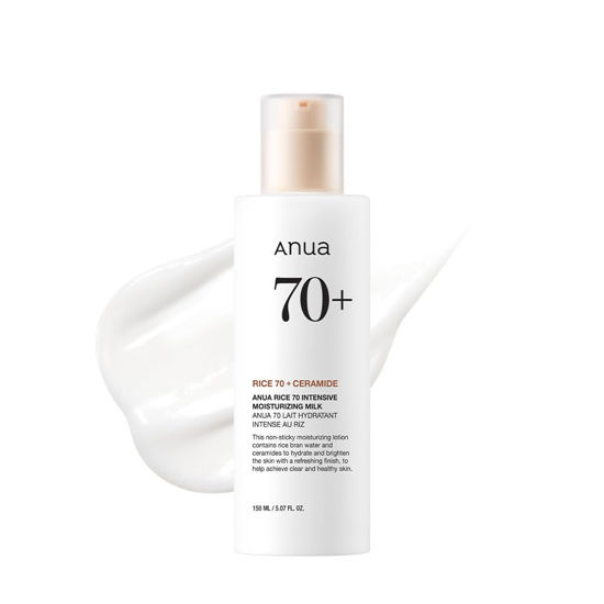 Picture of ANUA Rice 70 Intensive Moisturizing Milk, Lotion for Deep Hydration and Nourishing, Glowy Glass Skin, Rice Water, Niacinamide, Ceramides, Lightweight, Korean Skincare, 150ml/ 5.07 fl.oz.