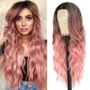 Picture of BUPPLER Cosplay Long Ombre Pink Wig 26 Inch Middle Part Synthetic Wig Realistic Gifts Party Wigs for Women Daily Use Colorful Wigs (Ombre Pink)