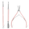 Picture of Makartt Cuticle Trimmer with Cuticle Pusher, 3 PCS Pink Nail Cuticle Nipper Professional Pedicure Manicure Tools with Stainless Steel Dual End Pusher, Nail Scraper