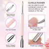 Picture of Makartt Cuticle Trimmer with Cuticle Pusher, 3 PCS Pink Nail Cuticle Nipper Professional Pedicure Manicure Tools with Stainless Steel Dual End Pusher, Nail Scraper