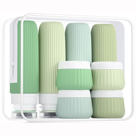 Picture of Mrsdry Travel Bottles for Toiletries 8 Pack, Tsa Approved Travel Size Toiletries 3 oz, Travel Containers for Toiletries, with Clear Bag, Leak Proof Silicone Squeezable Travel Essentials Creams Jars