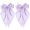 Picture of 2Pcs Silky Satin Hair Accessories: Long Tail Purple Ribbon Clips and Coquette Bows for Women