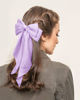 Picture of 2Pcs Silky Satin Hair Accessories: Long Tail Purple Ribbon Clips and Coquette Bows for Women