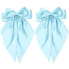 Picture of Large Hair Bows 2PCS Light Blue Long Tail Bow Hair Clip with Metal Spring Clamp Soft Satin Hair Ribbon for Women Girls