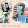 Picture of Large Hair Bows 2PCS Light Blue Long Tail Bow Hair Clip with Metal Spring Clamp Soft Satin Hair Ribbon for Women Girls