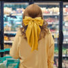 Picture of Silky Satin Oversized Hair Bows with Long Tails - 2Pcs Yellow Bowknot Barrettes, Metal Clips, Aesthetic Hair Accessories for Women