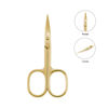 Picture of LIVINGO Professional Nail Cutter Scissors, Multi-purpose Sharp Curved Blade Stainless Steel Manicure Cuticle Pedicure Fingernail & Toenail Grooming Tool with Case, Eyebrows/Eyelash Use, 3.5" Gold