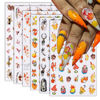 Picture of 6Sheets Fall Nail Art Stickers Gold Yellow Maple Leaf 3D Self-Adhesive Nail Decals Cute Squirrel Elk Designs Autumn Nail Decorations Thanksgiving Nail Supplies for Women Girls DIY Nail Accessories