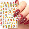 Picture of 6Sheets Fall Nail Art Stickers Gold Yellow Maple Leaf 3D Self-Adhesive Nail Decals Cute Squirrel Elk Designs Autumn Nail Decorations Thanksgiving Nail Supplies for Women Girls DIY Nail Accessories