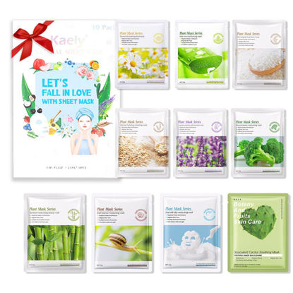 Picture of Kaely 10 Pack Variety Sheet Masks,Spa Party Face Masks for Kids Skin Care,Facial Mask Skincare Set Korean,Moisturize,Brighten,Nourish for All Skin Types,Christmas Gifts for Women Men Girls,Set11