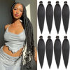 Picture of Leeven Black Pre stretched Braiding 36 Inch 8 Packs Perm Yaki Hair Lot Hot Water Setting Synthetic Fiber Crochet Braids Crochet Hair Professional Braiding Hair Extension Passion Twist Braids(1B#)