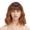 Picture of Rose bud Wavy Bob Wig Natural Wig Synthetic Hair Shoulder Length Short Curly Middle Part Lace Front Wigs for Women Ombre Orange