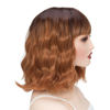 Picture of Rose bud Wavy Bob Wig Natural Wig Synthetic Hair Shoulder Length Short Curly Middle Part Lace Front Wigs for Women Ombre Orange