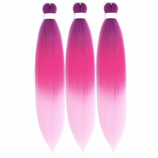 Picture of Leticia Purple Pink Braiding Hair Pre Stretched Kanekalon Box Braids Hair Extensions