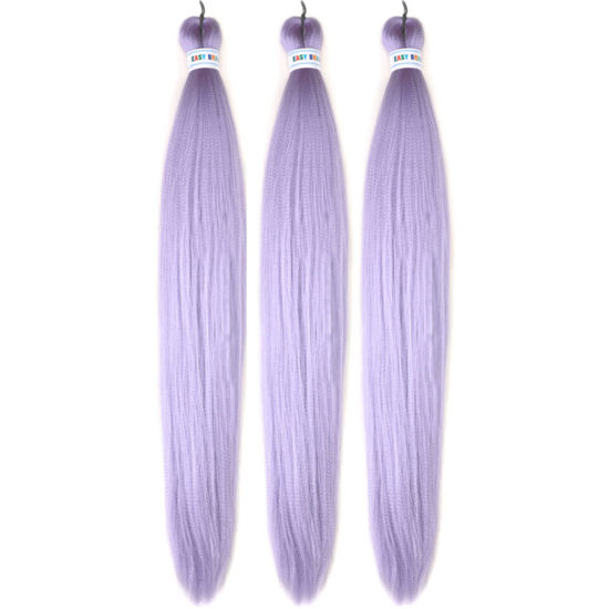Picture of Leticia Pre stretched Braiding Hair 30Inch Long Purple Kanekalon Braiding Hair Pre stretched Braid Hair