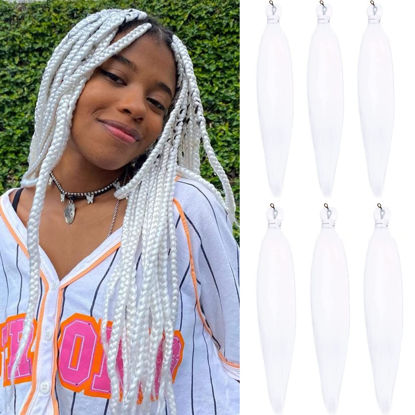 Picture of Leticia White Braiding Hair Pre stretched Kanekalon Human Hair Braiding Box Braiding Hair 26 Inch