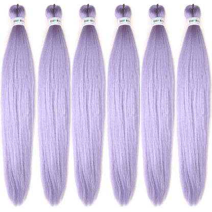 Picture of Leticia Light Purple Braiding Hair Pre Stretched Kanekalon Prestretched Braiding Hair Extensions Pack of 6